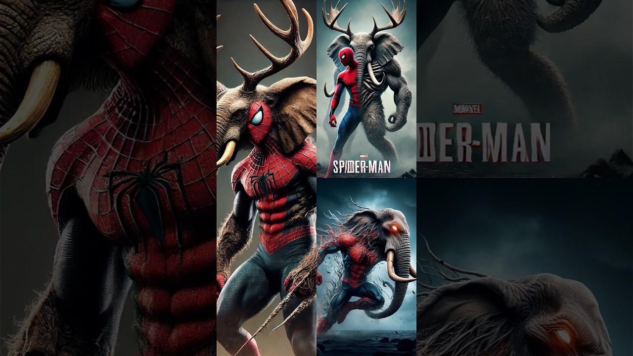 Ai creation: Incredible fusion formed by fusing Spiderman Elephant and deer 