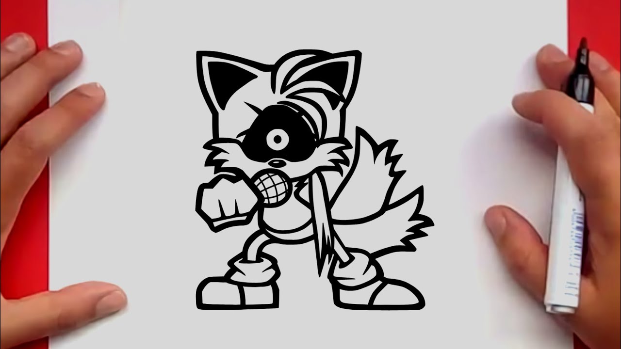 HOW TO DRAW TAILS EXE 2.0  Friday Night Funkin (FNF) - Easy Step By Step  Tutorial For Beginners 
