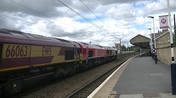 DB 66 convoy passing Retford with tones!