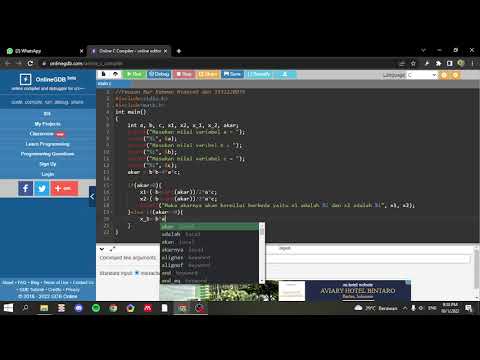30.Percabangan Menampilkan akar persamaan (ax2+bx+C=0) Tugas ALPRO
