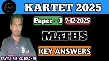 KARTET PAPER 1 MATHS KEY ANSWERS, KARTET 2025 MATHS KEY ANSWERS PAPER 1, KARTET 2025 PAPAER 1,