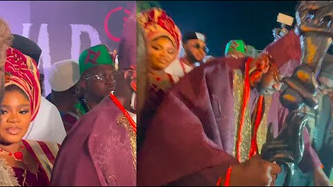 Odunlade Adekola’s Grand Entrance to His Movie Warlord With Eniola Ajao Rocking Matching Outfits