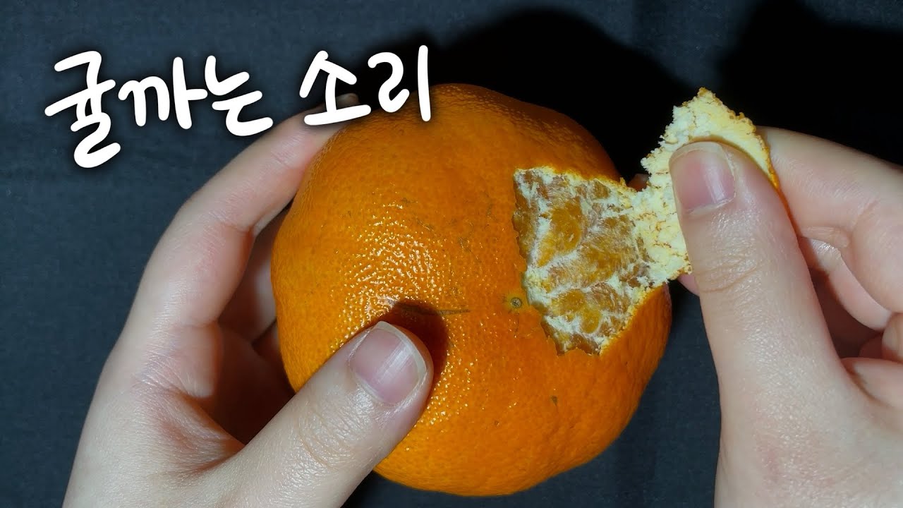 ASMR 팅글 돋는 귤 껍질 까는 소리 (+귤락 떼기) Peeling a tangerine - YouTube