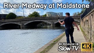 Walking The River Medway from Lockmeadow to Whatman Park through Maidstone, Kent - Slow TV
