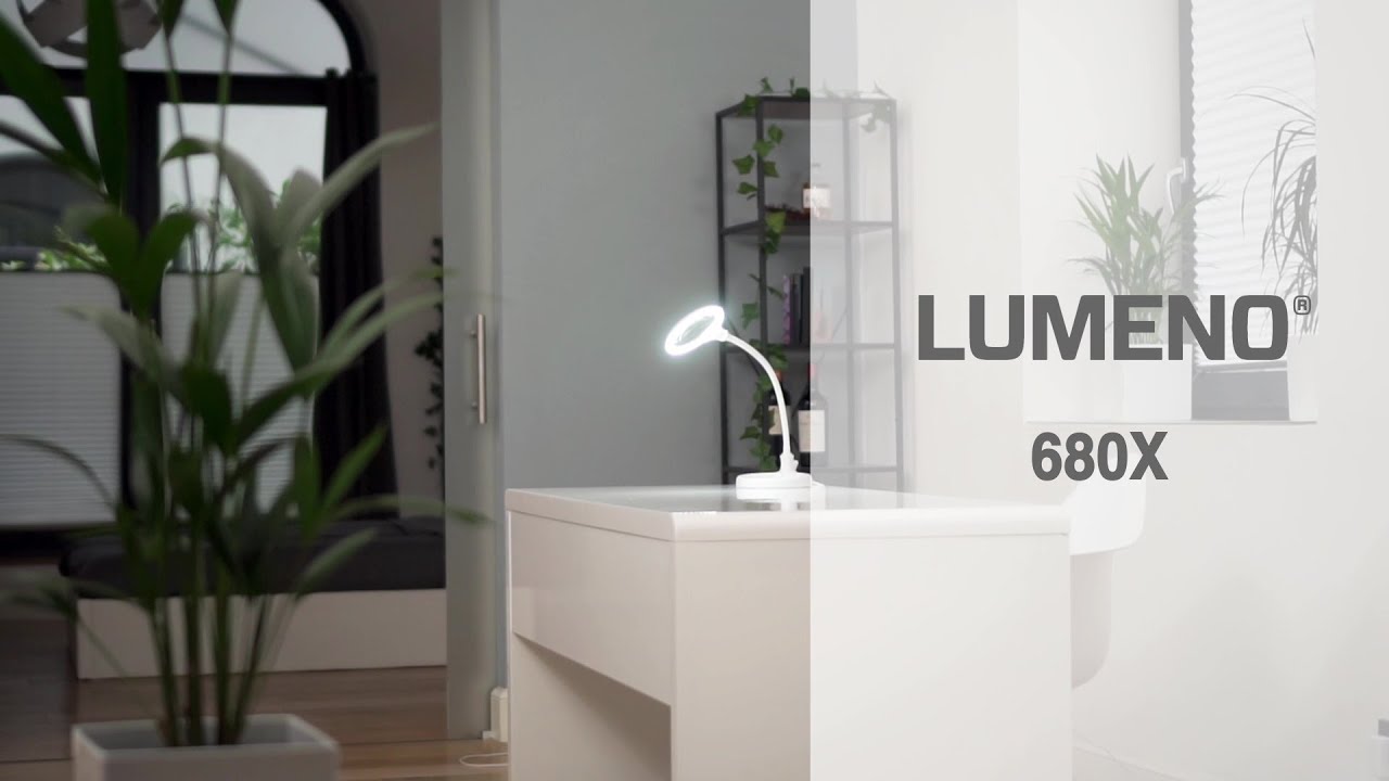 Lumeno 680X LED Lupenleuchte mit 30 SMD-LEDs, Klemme, Tischfuß und Schwanenhals, schwarz oder weiß