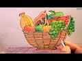 How TO Draw a fruits busket step by step/رسم سلة الفواكه,