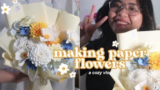 i made a PAPER FLOWER bouquet ✿ craft with me, studio vlog