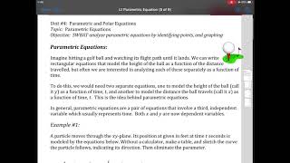 Unit 4: Lesson 1 - Parametric Equations