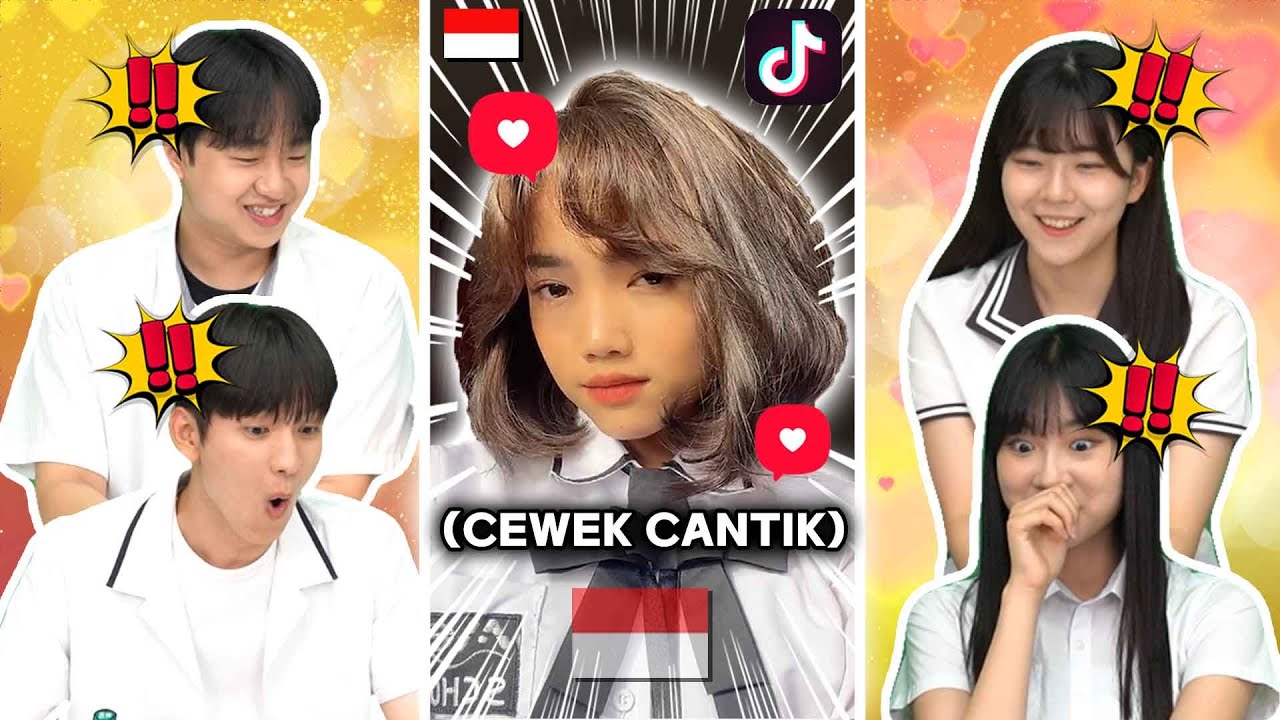 REAKSI SISWA KOREA KAGET LIHAT TIKTOK CEWEK CANTIK INDONESIA 🇮🇩🇰🇷 | Wanita Indonesia | Reaction