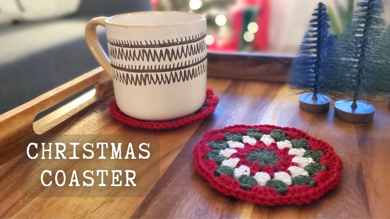 How to Crochet a Christmas Coaster | Quick and easy step-by-step tutorial