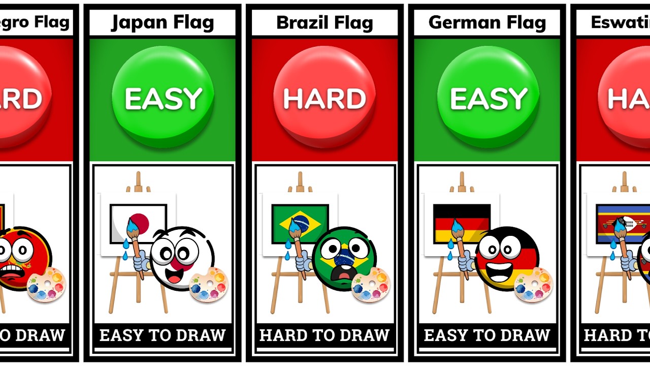 Hard Flags VS Easy Flags To Draw - YouTube