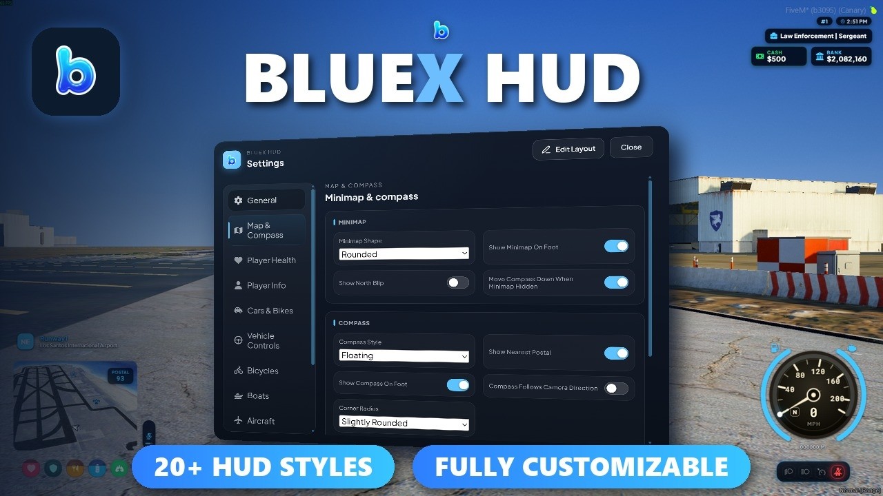 BlueX HUD — Advanced FiveM HUD Script | Full Showcase (QBCore, Qbox ...