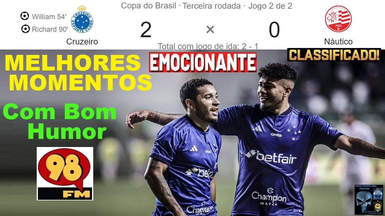 CRUZEIRO 2 x 0 NÁUTICO 🤪😂& Bom Humor Rede 98FM⚽ Melhores Momentos COPA ...