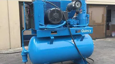 Quincy 50HP Rotary Screw Air Compressor with 200 Gallon Tank Only 21,597 Hours