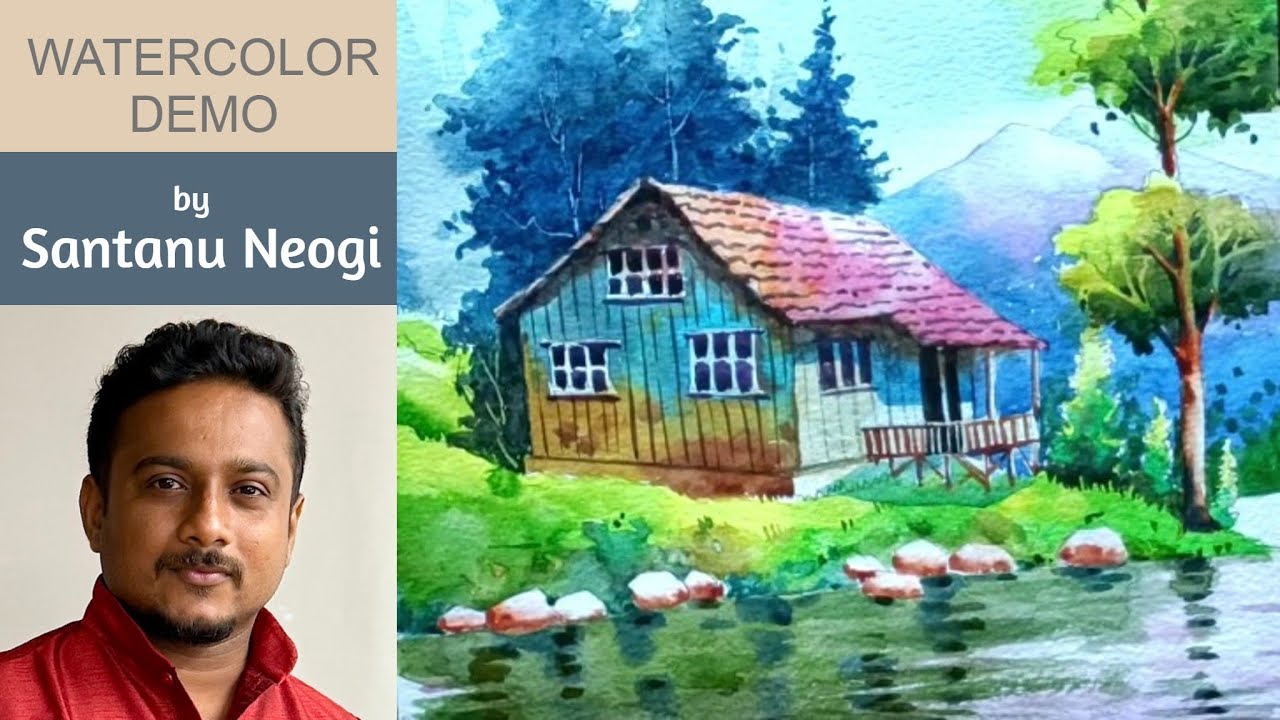 Watercolor Painting Tutorial | Landscape Painting | Watercolor by Santanu Neogi