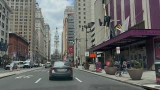 Driving South Broad Street to Market Street in Philadelphia PA - 4K