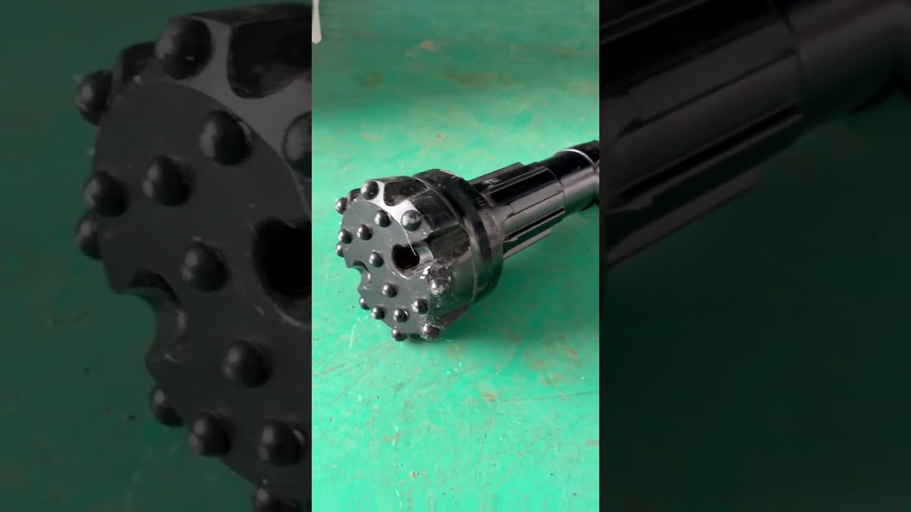 This video shows a DTH button bit designed for hard and abrasive rock drilling.
