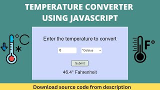 Temperature Converter with HTML, CSS and JavaScript | Celsius To Fahrenheit | JavaScript Project