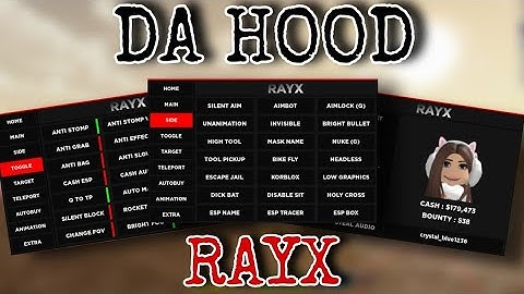 ROBLOX DA HOOD NEW BEST GUI | RAYX | SILENT AIM, ANTI STOMP, AUTOFARMS AND LOTS MORE!