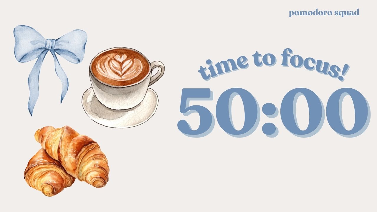🥐☕ 50/10 POMODORO 2-HOUR STUDY WITH ME | lofi jazz chill music for studying | adhd | focus 𐙚⋆°｡⋆♡