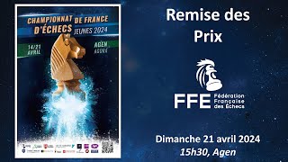 Championnat de France d'Echecs des Jeunes 2024 - Remise des prix