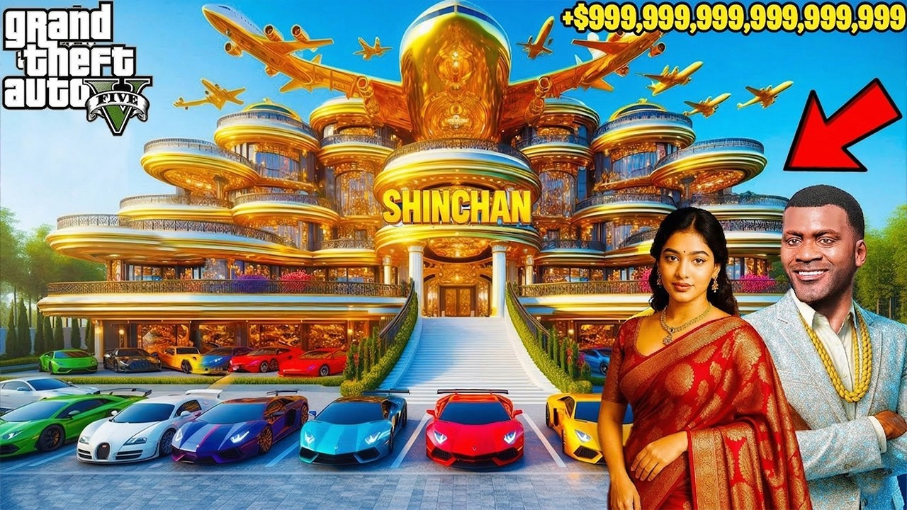 GTA V : Franklin & Shinchan Find Secret Golden Cars Full Of Money Poor To Rich in GTA 5