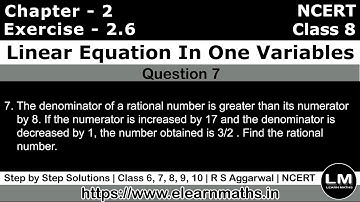 Linear Equation In one Variable | Class 8 Exercise 2.6 Question 7 | NCERT | Learn Maths