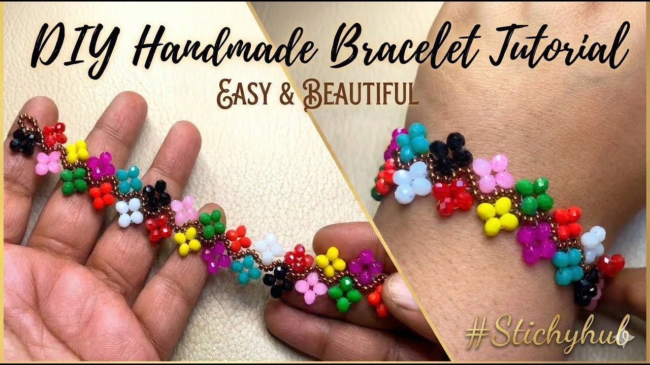 EASY DIY Beaded Flower Bracelet Tutorial | 10/0 Seed Beads & 4mm Crystals | Handmade Jewelry
