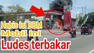 Mobil Terbakar Di SPBU Godean Loceret Nganjuk.