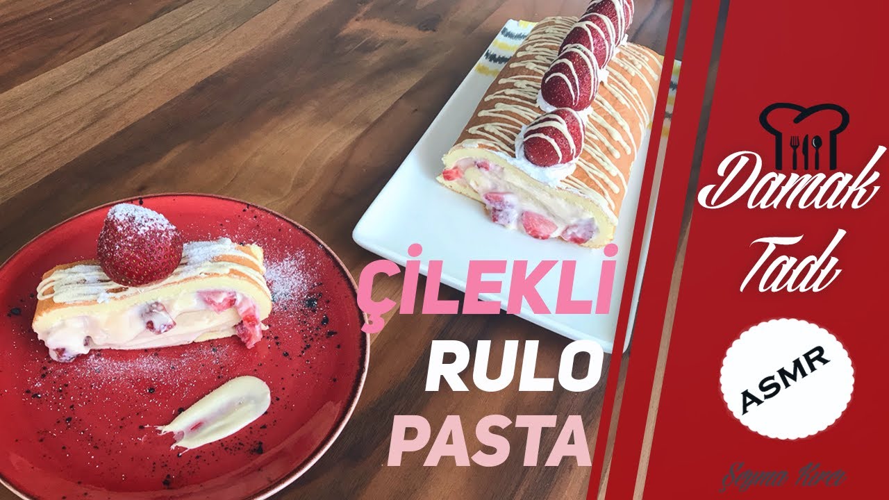 Çilekli Rulo Pasta Pastacı Kreması Tarifi ASMR YouTube