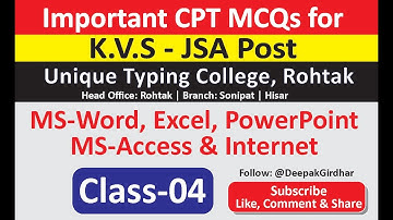 Class-04 CPT Preparation for KVS JSA Post #deepakgirdhar #excel  #kvs2023 #cpt #kvs #rohtak #mdci #c
