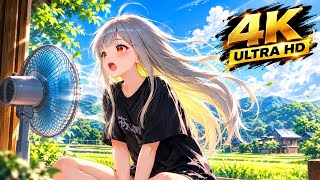 🌬️ Chilling By The Fan Live Wallpaper 4K.  #AnimeGirl #AnimeWallpaper #AnimeLiveWallpaper screenshot 1