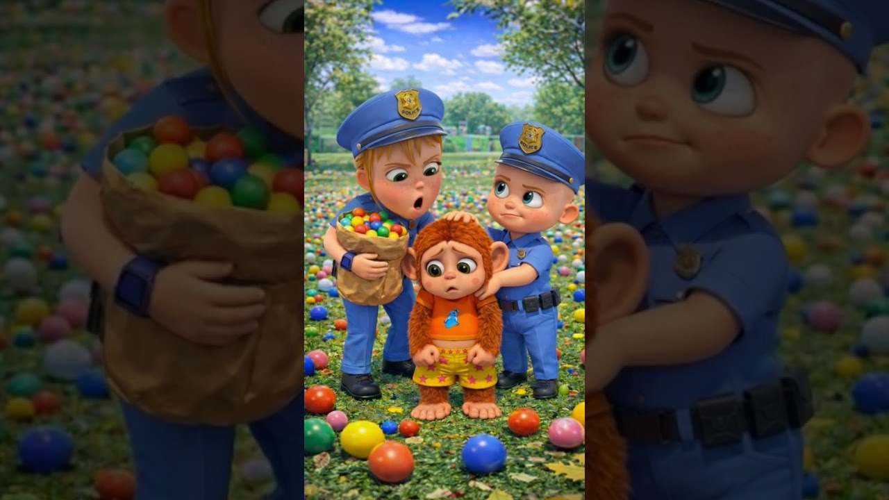 Monkey Steals Gumballs Gets Caught #KidsFun #MoralStory #Police #Learning
