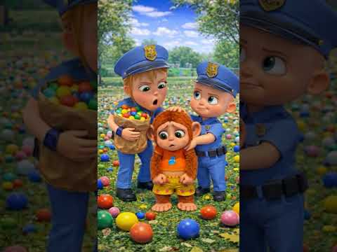 Monkey Steals Gumballs Gets Caught #KidsFun #MoralStory #Police #Learning