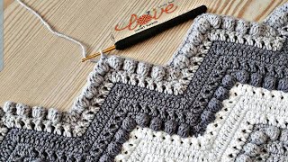 كروشيه مفرش/بطانية اطفال بغرزة الزجزاج الجديدة new zig zag stitch crochet