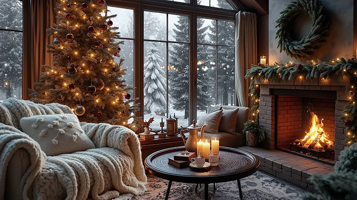 Peaceful Christmas Morning Cabin with a Favorite Book & Tea ❄️✨ Snowfall & Warm Fireplace Ambience