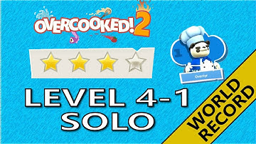 Overcooked 2 – Level 4-1 - 4-Stars World record! -  1 Player - Score: 1076