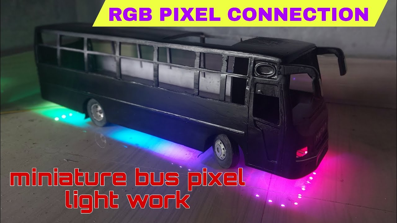 pixel lights on miniature bus. tourist bus miniature making. rgb pixel ...