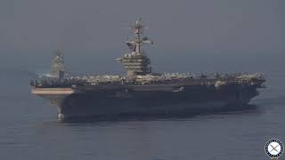 Carrier Theodore Roosevelt, Amphibious Warship Makin Island Drill in South China Sea