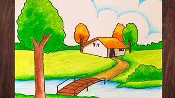Vẽ Đề Tài Phong Cảnh Quê Hương | how to draw scenery #vetranh