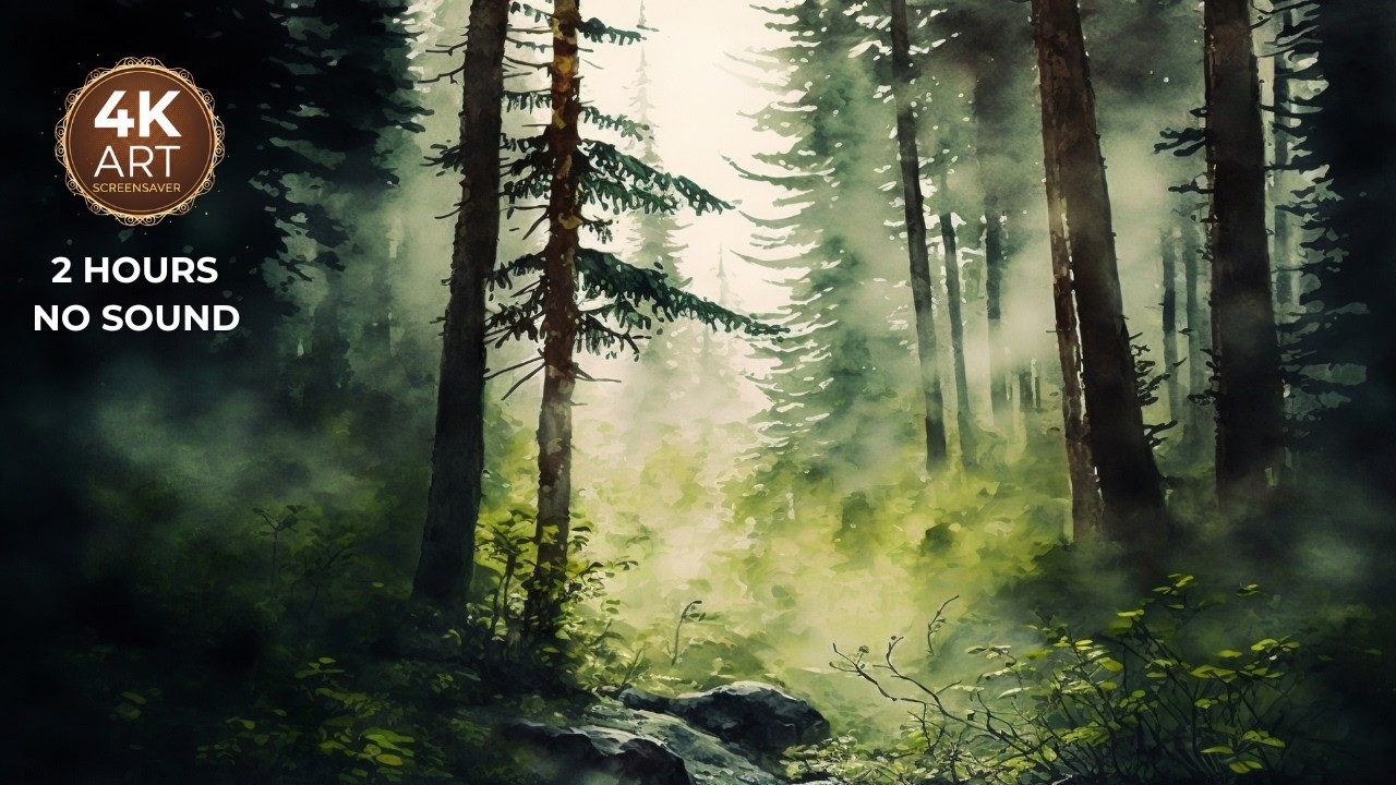 Watercolor Deep Forest I 2 Hours Screensaver.