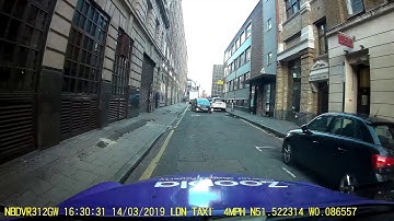 Minicab LM65 STX going wrong way on one way street