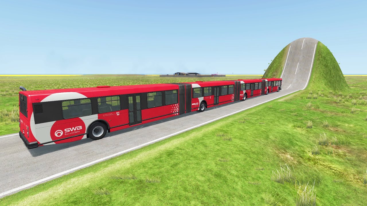 Long Bus, City Bus And School Bus vs Giant Bulge - BeamNG.Drive