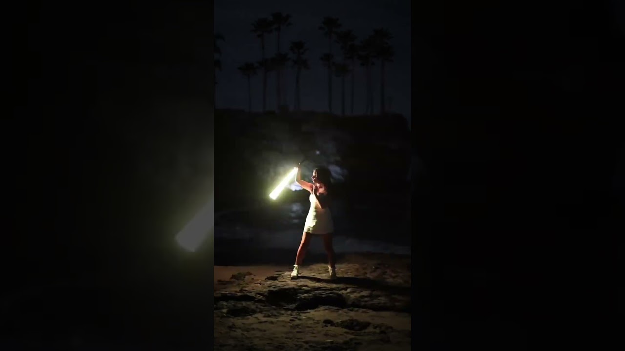 BRIGHTEST SABER SPINNING AT THE BEACH 
