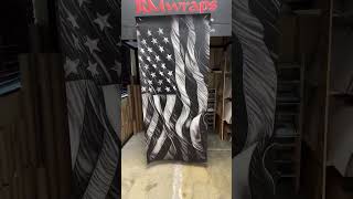 Black and white USA FLAG custom printed vinyl door wrap