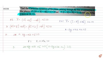 Find the Cartesian equation of the plane, passing through the line of intersection of the pla