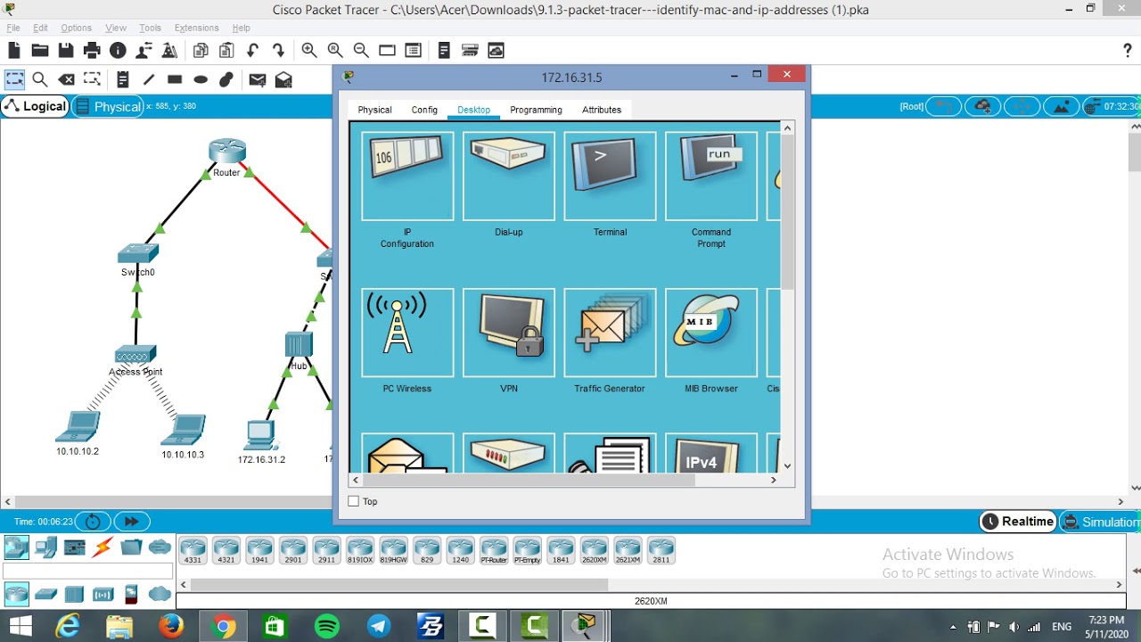 9 1 3 Packet Tracer Identify MAC and IP Addresses - YouTube