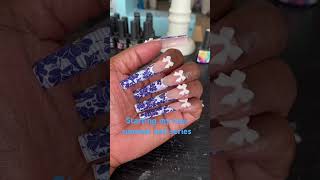 Do it yourself at home press on nails/vintage flowers foil design with bows🎀
