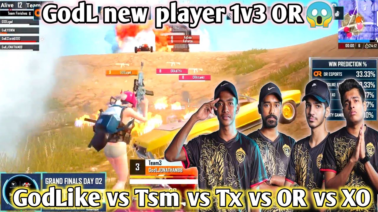 🇮🇳GodLike new Player 1v3 OR |Jonathan 1v3 TSM 😱| GodLike vs Tsm vs Tx vs OR vs XO 🔥