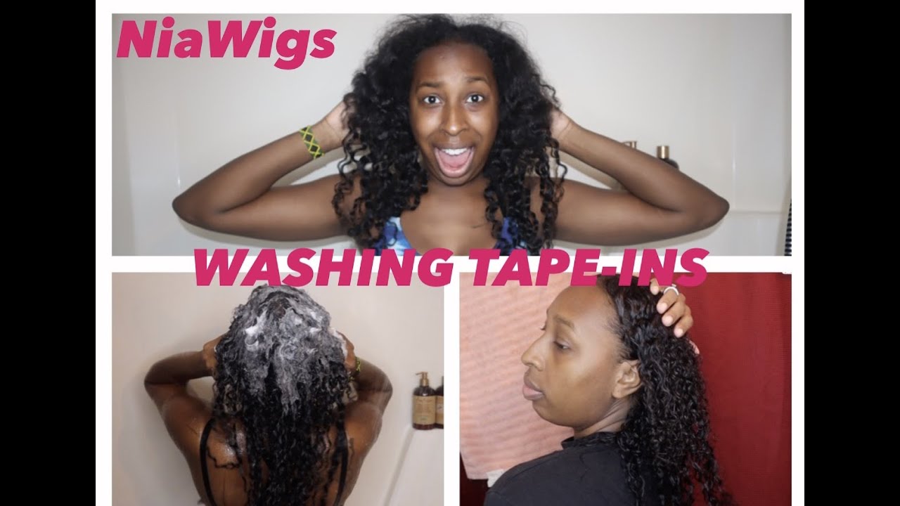 how-to-wash-tape-in-hair-extensions-at-home-niawigs-youtube